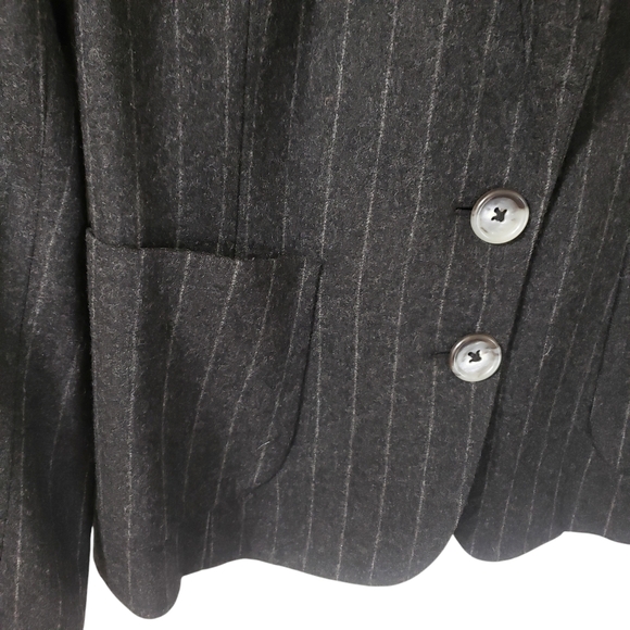 Banana Republic Vtg Y2K Womens Wool Cashmere Grey Pinstripe Blazer Jacket Sz 6 - Picture 5 of 14